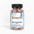 Ripkitty adult multivitamin bear gummies in a clear bottle, showing colorful gummy bears and label details for vitamins and minerals.