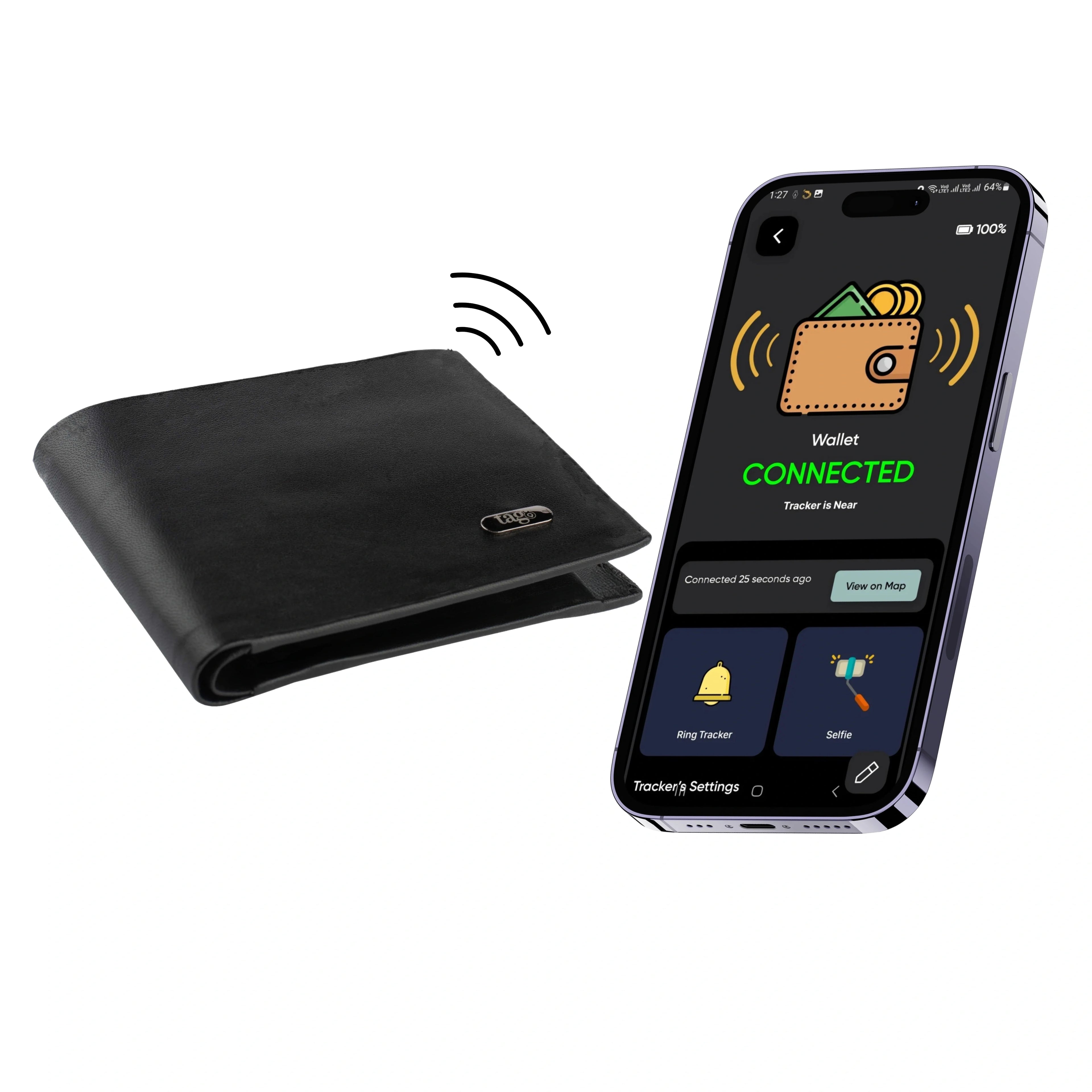 Dolphin Tracker RFID smart wallet with stitchless design, compact layout, and built-in tracking and lost recovery features.