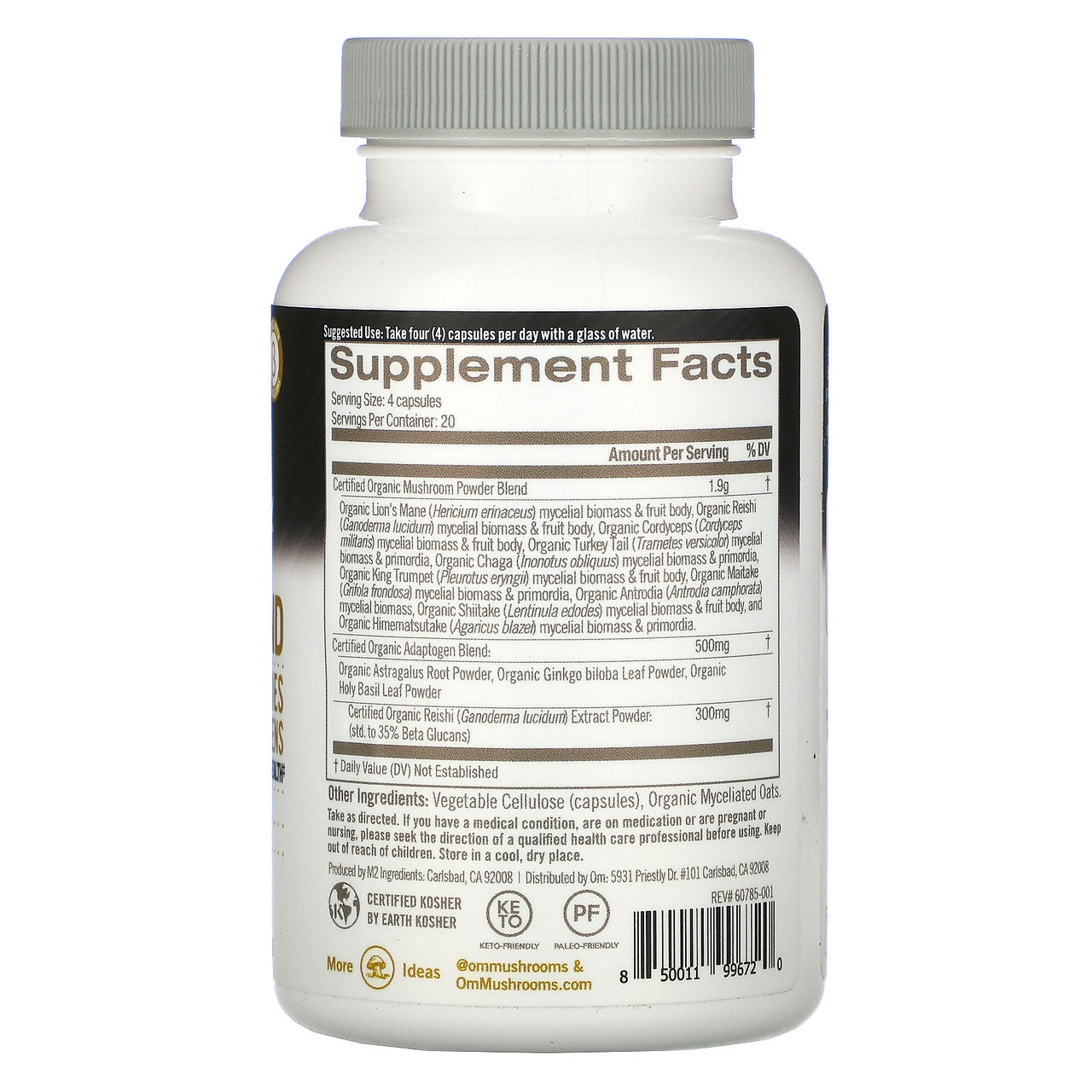 Night Shift Supply Company OM Mush SPF RD Master Blend food supplement bottle with 80 capsules, natural health product.