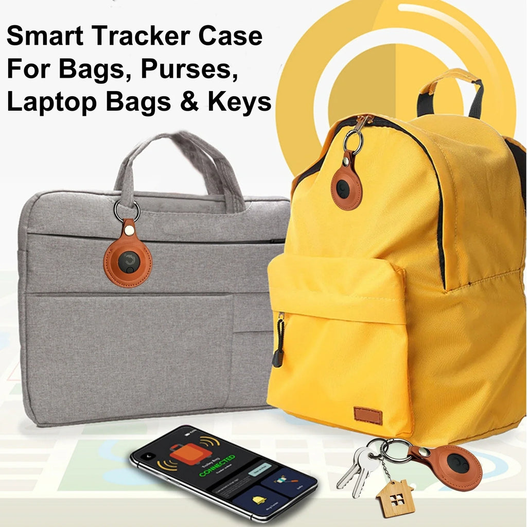 Two Dolphin Smart Tracker Pro cases made of premium vegan leather, designed to protect and stylishly hold Dolphin Pro devices.