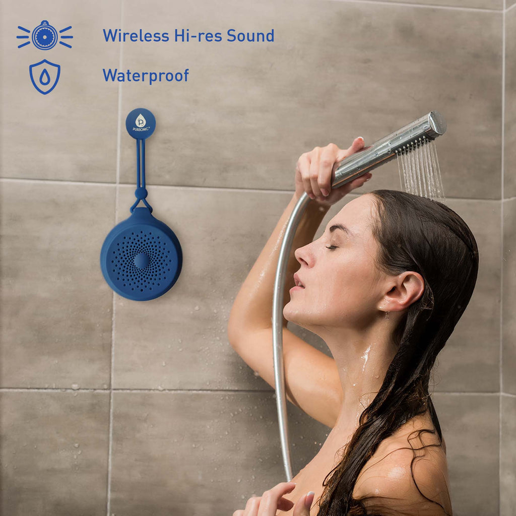 Pursonic waterproof wireless speaker with 360° high-resolution sound, portable design for outdoor and indoor use.