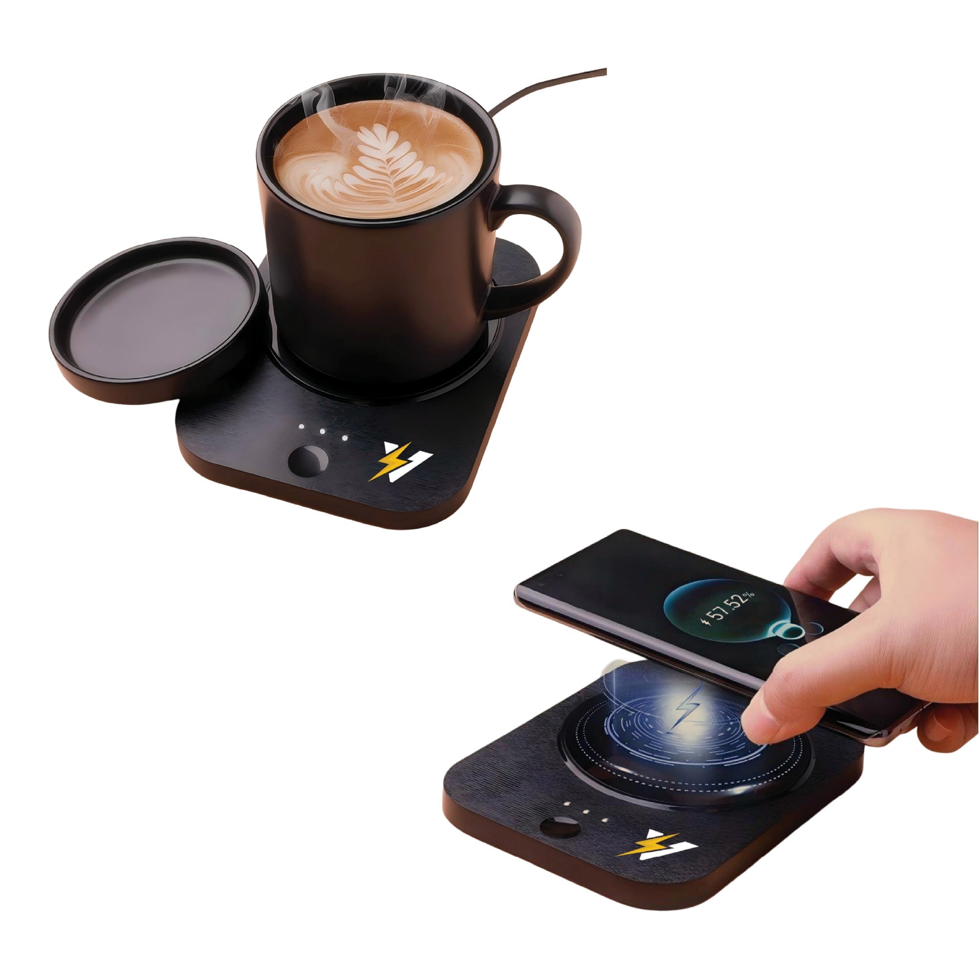 Pursonic Sip & Charge 2-in-1 wireless charger and mug warmer with sleek design and electronic controls.