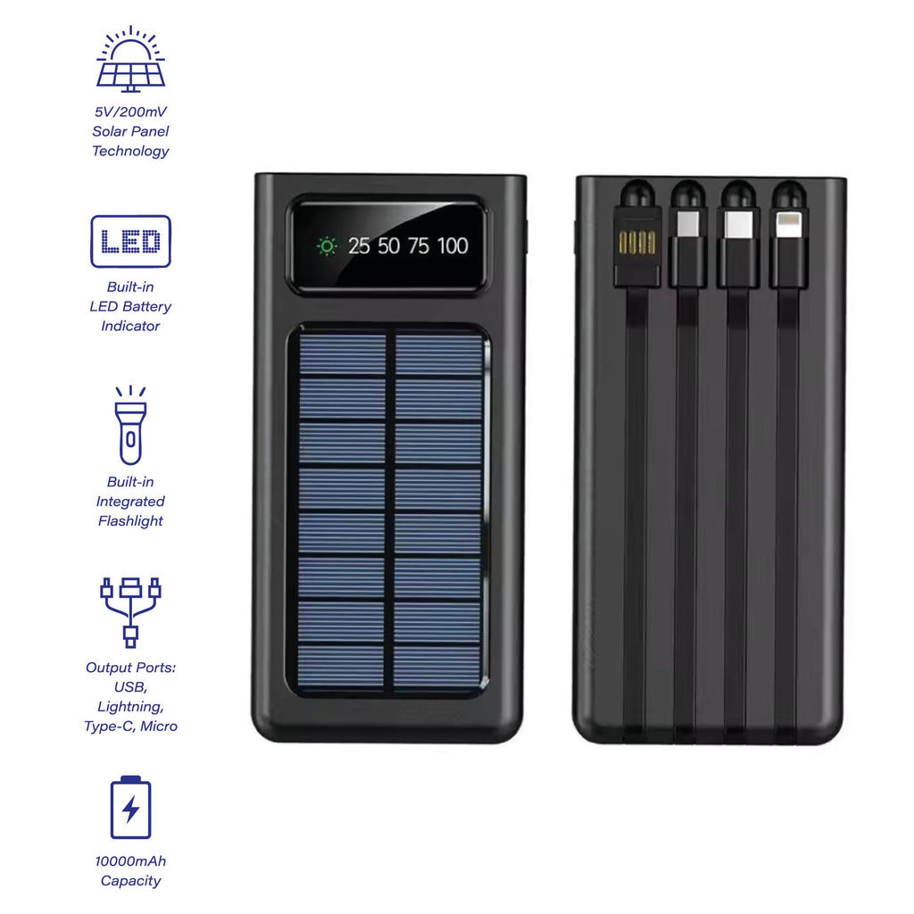 Pursonic LED Portable Solarsync Power Bank with solar charging, compact electronics device for power on the go