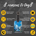 Global Lost Recovery Chicago smart security bag tag with barcode and key attachment for airport luggage protection.