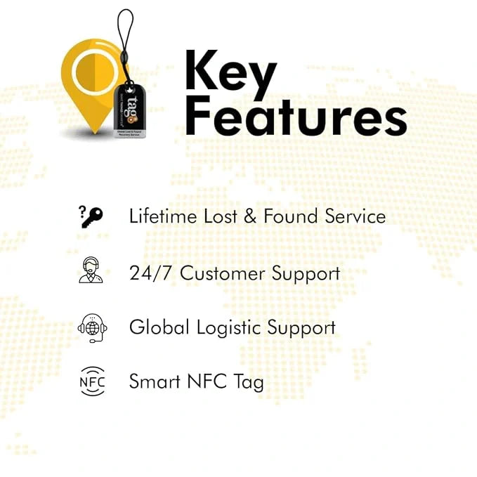 Pair of Key Security tags from Key Tag, designed to attach to keys, bags, toys, and more for secure identification.