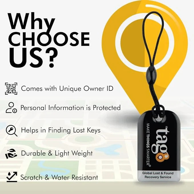 Key Security tag by Key Tag, designed to attach to keys, bags, or toys for secure identification and theft prevention.