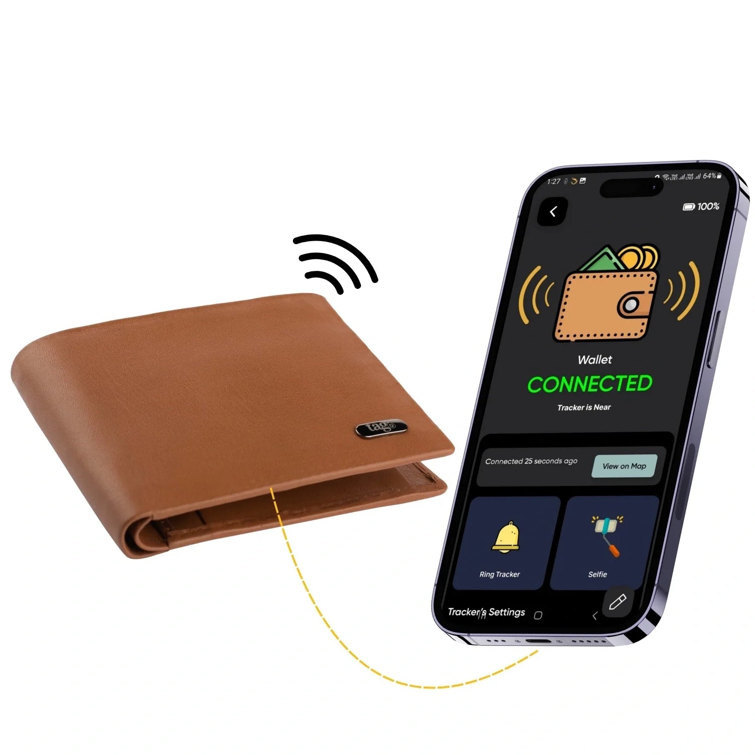 Dolphin Tracker RFID smart wallet with stitchless design, compact and sleek, featuring built-in tracking and lost recovery capabilities.