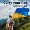 Ukraine flag security tags from Global Lost Recovery Service, pack of 2, featuring QR code for smart bag security.